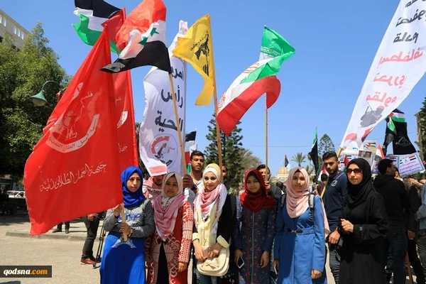 حمایت از قلب محور مقاومت در پایتخت مقاومت؛اهتزار پرچم ایران و آتش زدن پرچم آمریکا در فلسطین+تصاویر 3