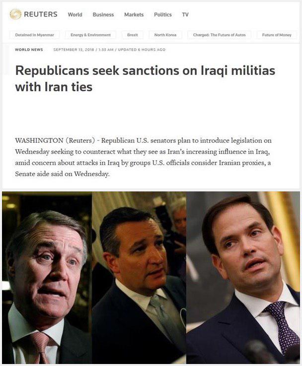 رویترز خبر داد:طرح تازه سناتورهای آمریکایی برای تحریم گروه‌های مقاومت عراقی 2