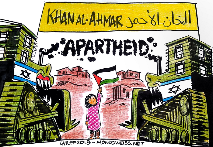 کاریکاتور روزمبارزه خان الاحمر با رژیم آپارتایدی صهیونیستی 2
