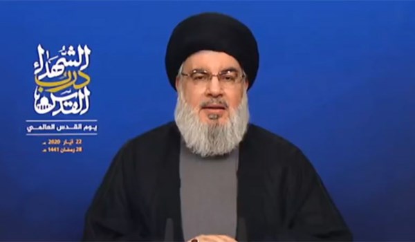 في كلمة له بمناسبة يوم القدس العالمي
السيد نصر الله: المعركة الحقيقية هي مع الحكومات الأميركية المتعاقبة والكيان الصهيوني في المقدمة