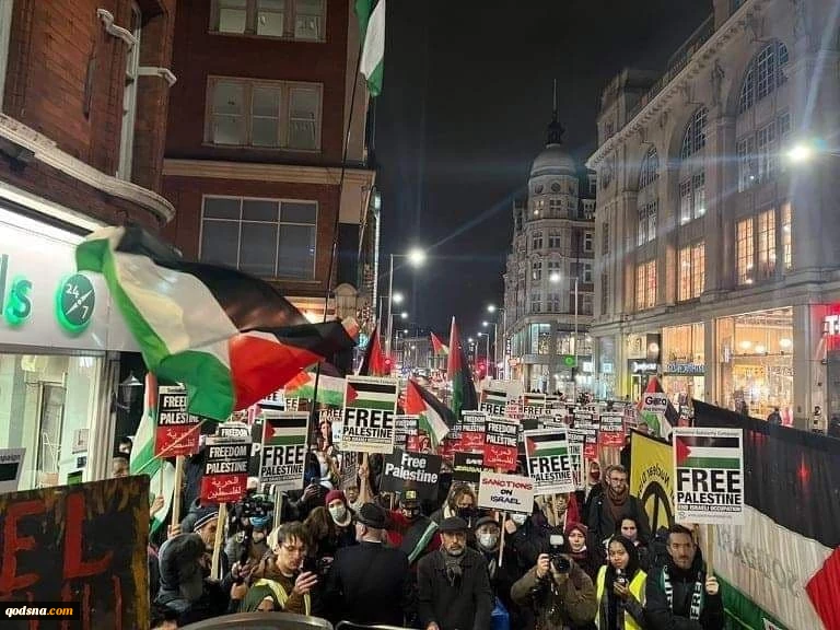 در محکومیت تجاوزات رژیم صهیونیستی علیه محله شیخ جراح برگزار شد؛تظاهرات گسترده حامیان فلسطین مقابل سفارت رژیم صهیونیستی در لندن (تصاویر) 3