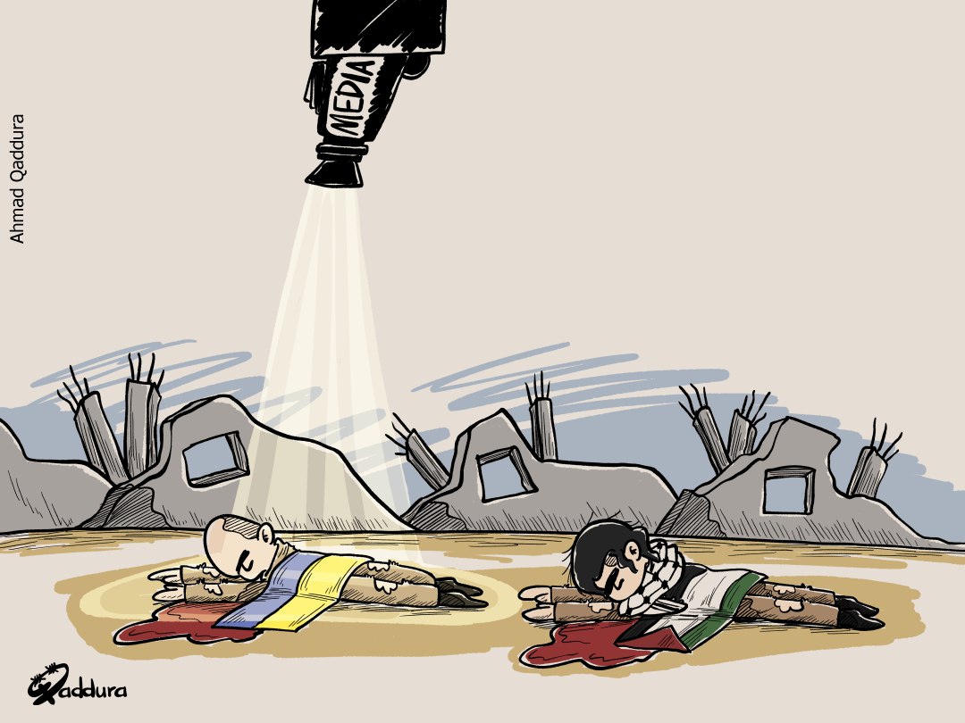 کاریکاتور؛جنگ و برخورد دوگانه جامعه جهانی 2