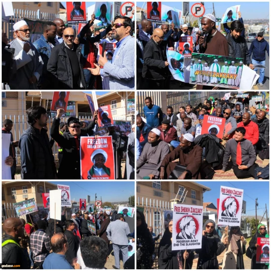 In front of the Consulate of the Nigerian regime:
Muslim protests in Johannesburg, South Africa, against arresting Zakzaky 2