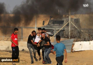 هشتاد و دومین راهپیمایی بازگشت فلسطینیان در شرق نوارغزه + تصویر