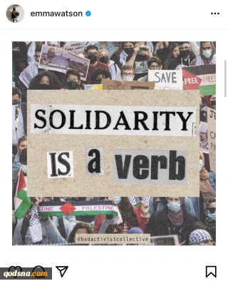 UK actress Emma Watson expresses solidarity with the Palestinians