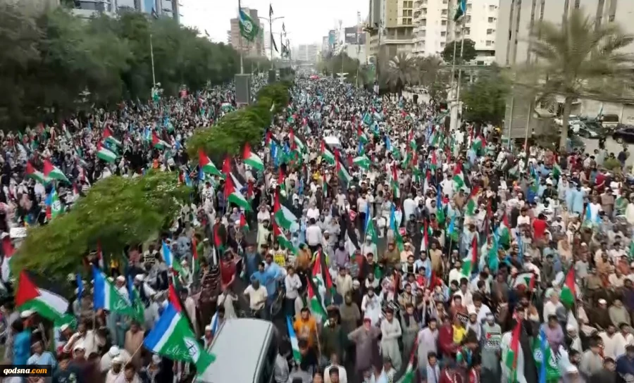 تظاهرات بزرگ مردم کراچی در حمایت از فلسطین و توقف جنگ در غزه 2
