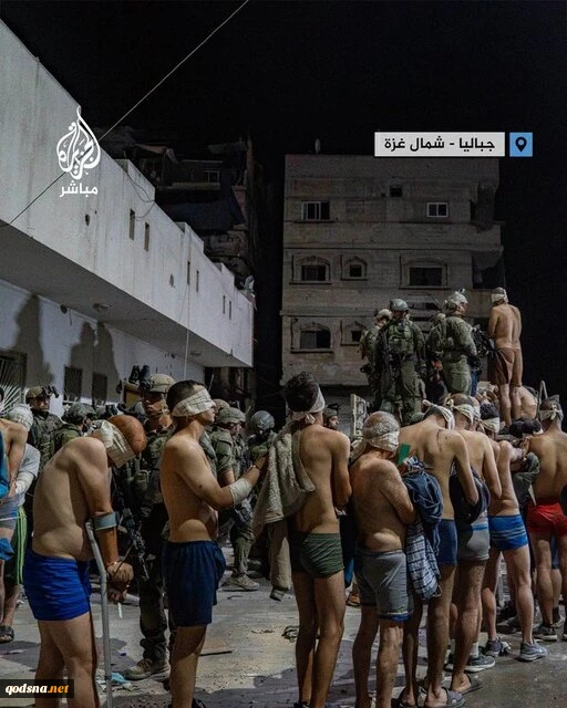 انتشار تصویری از ده ها فلسطینی بازداشت شده با چشمان بسته و برهنه 2