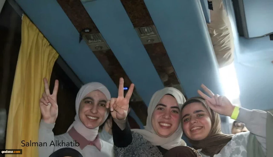 تصاویری از لحظه رسیدن اسرای زن فلسطینی آزاد شده به بیتونیا در غرب رام الله 2