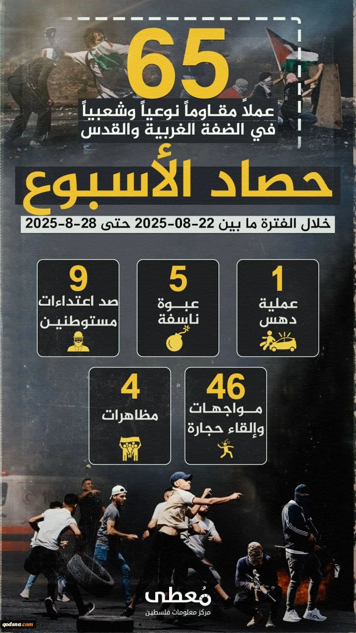 مرکز پژوهشی آماری معطی گزارش داد؛ 65 عملیات مقاومتی در یک هفته اخیر/ ثبت میانگین بیش از 9 عملیات در هر روز+ نمودار 2