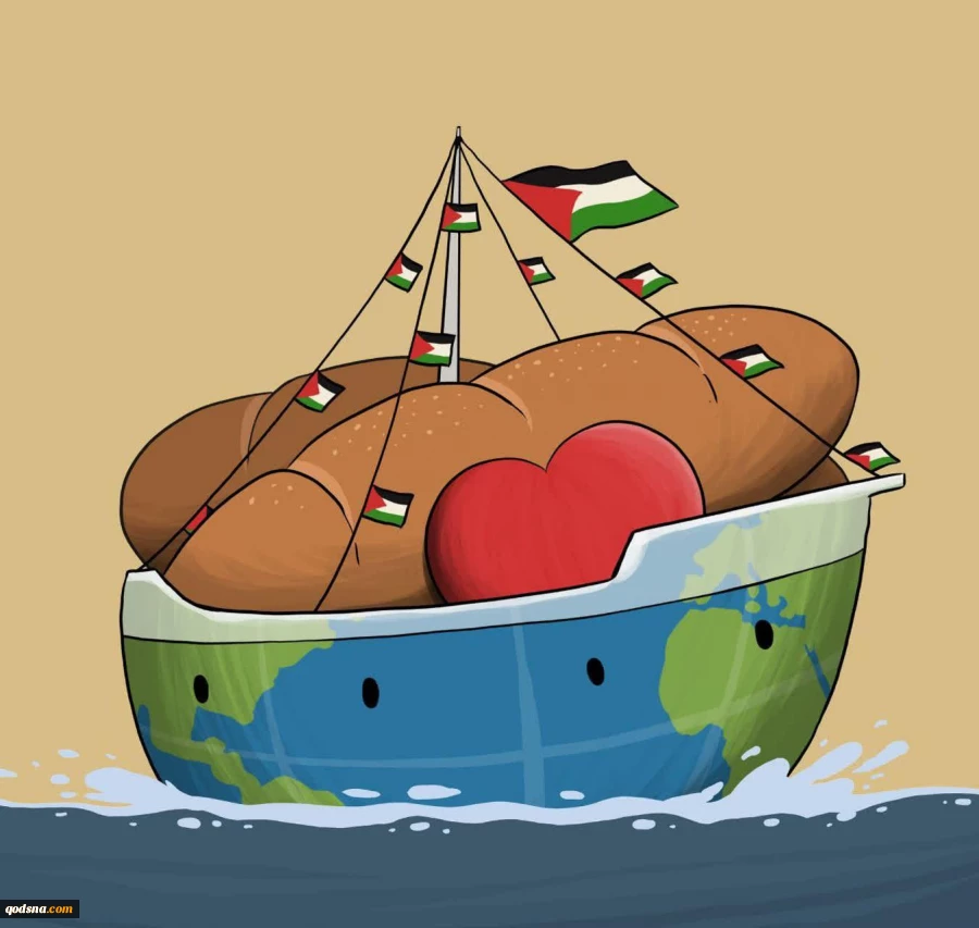 کمال شرف، کاریکاتوریست یمنی، طرح جدیدی را با موضوع کاروان جهانی «صمود» برای کمک به غزه منتشر کرد 2
