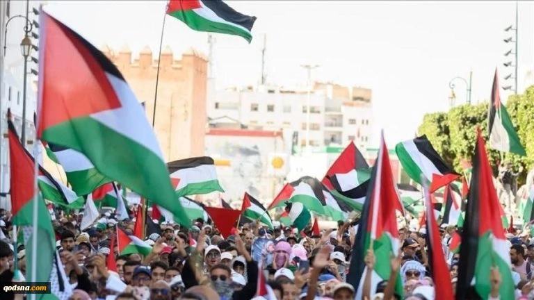 تظاهرات مردم مراکش در رباط در حمایت از فلسطین و محکومیت محاصره غزه 2