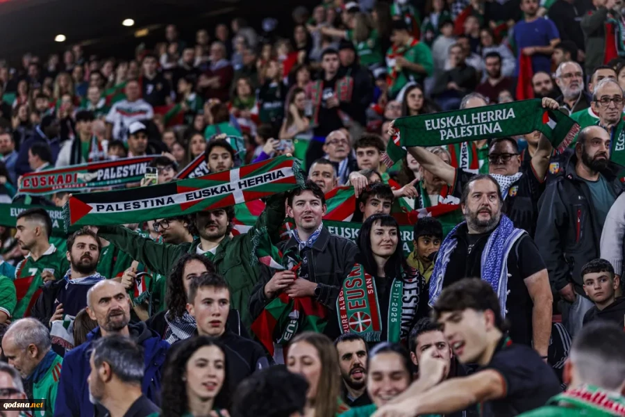 دیدار دوستانه تیم ملی فلسطین و منتخب باسک در محکومیت جنایات اسرائیل؛ نسل‌کشی را متوقف کنید 3