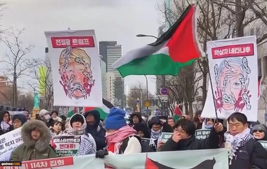 تظاهرات گسترده در کره جنوبی در حمایت از غزه و علیه سیاست‌های رژیم صهیونیستی 2