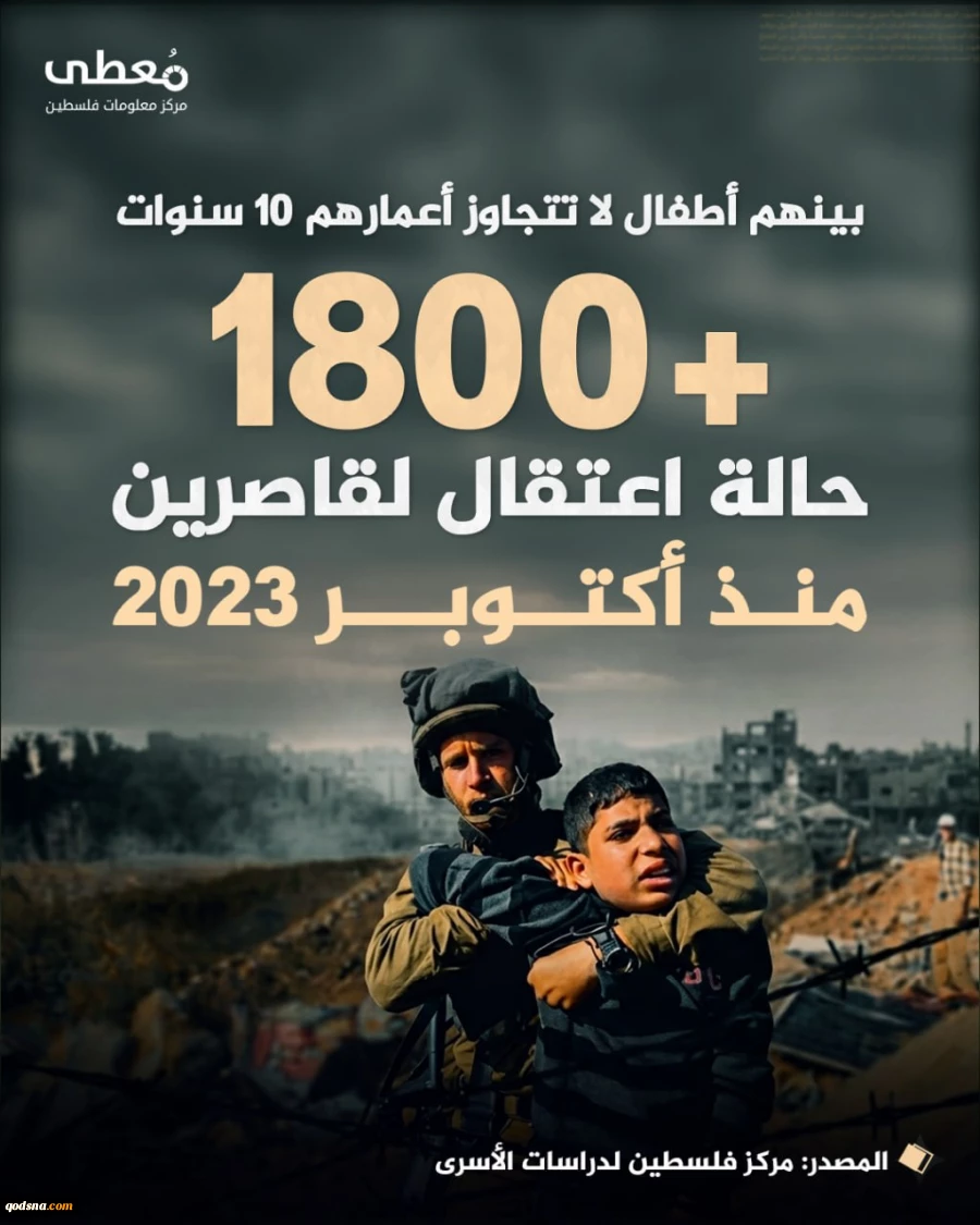 بازداشت 1800 کودک فلسطینی از ابتدای 2026 2