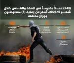 مرکز پژوهشی آماری معطی گزارش داد؛

243 عملیات مقاومتی در ماه مه گذشته/ ثبت میانگین بیش از 8 عملیات در هر روز 3