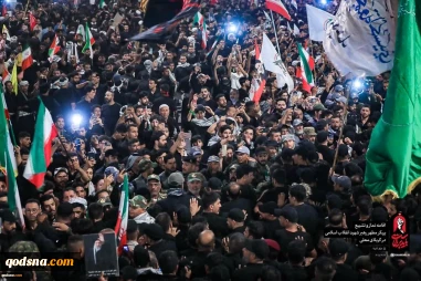 مشاهد من تشييع قائد الثورة الإسلامية الشهيد في كربلاء المقدسة عند العمود 1379