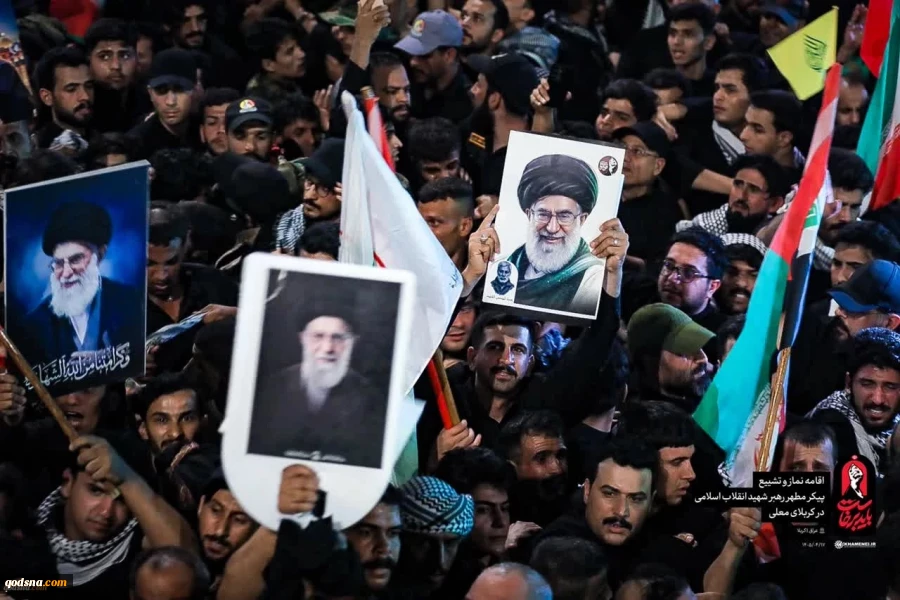 مشاهد من تشييع قائد الثورة الإسلامية الشهيد في كربلاء المقدسة عند العمود 1379 4