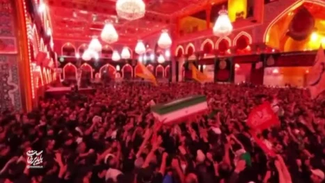 بدرقه تاریخی و باشکوه پیکر رهبر شهید انقلاب در حرم امام حسین علیه‌السلام